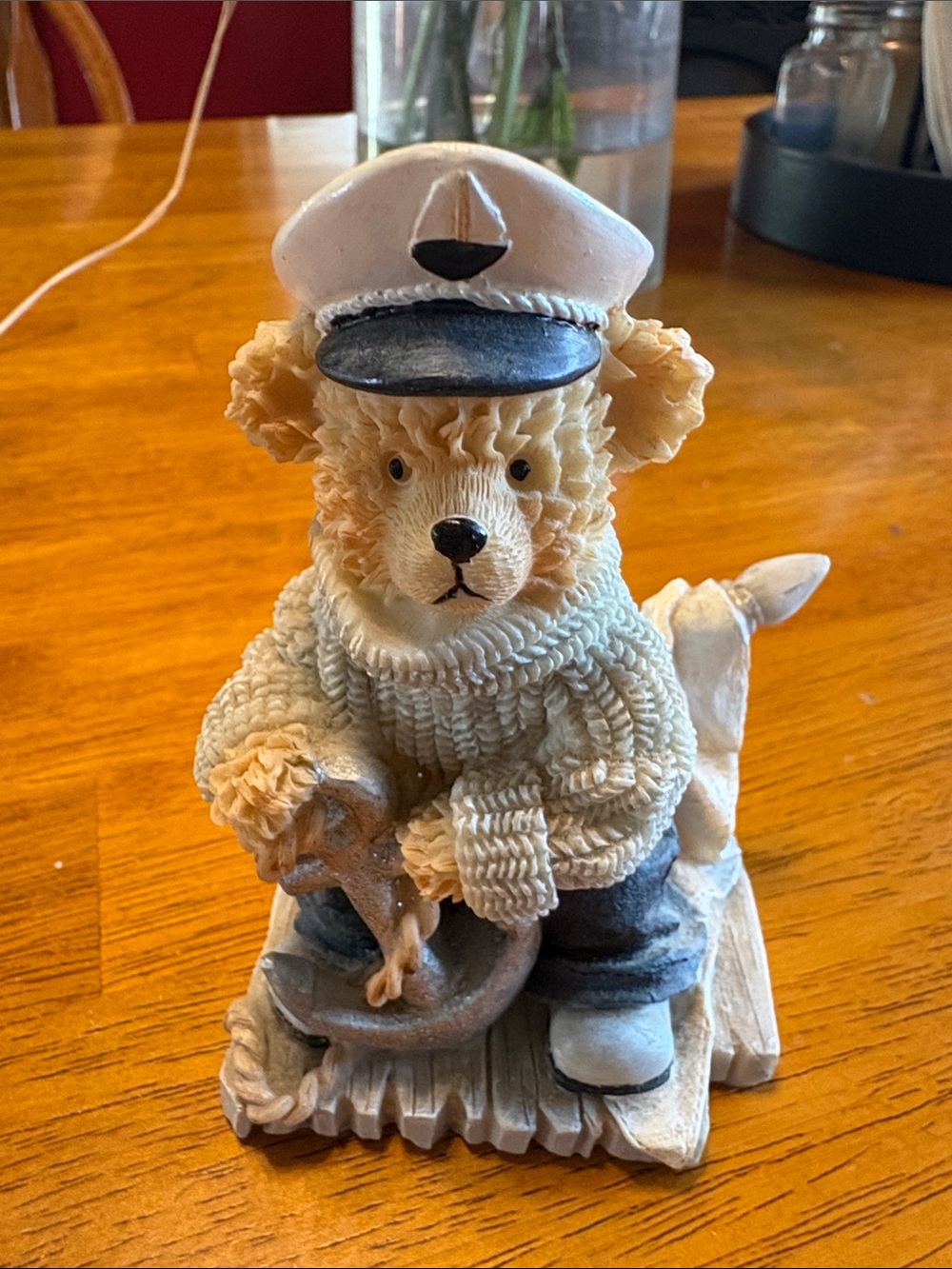 Handcrafted Cream Bear Sailor Figurine - Home Accents